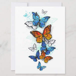 Flying Butterflies Morpho and Monarch Save The Date