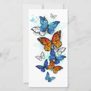 Flying Butterflies Morpho and Monarch Save The Date