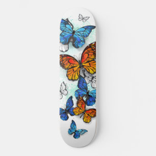 Flying Butterflies Morpho and Monarch Skateboard