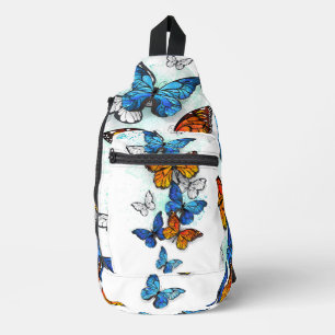 Flying Butterflies Morpho and Monarch Sling Bag