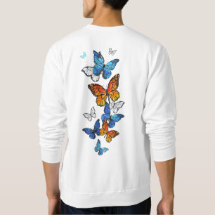 Flying Butterflies Morpho and Monarch Sweatshirt