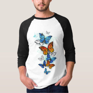 Flying Butterflies Morpho and Monarch T-Shirt