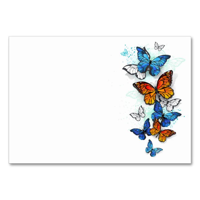 Flying Butterflies Morpho and Monarch Table Number (Front)