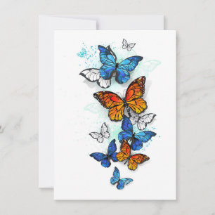 Flying Butterflies Morpho and Monarch Thank You Card