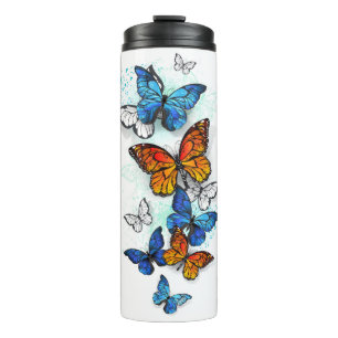 Flying Butterflies Morpho and Monarch Thermal Tumbler