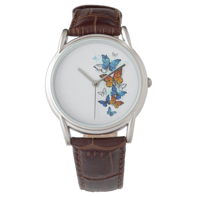Flying Butterflies Morpho and Monarch Watch (Front)