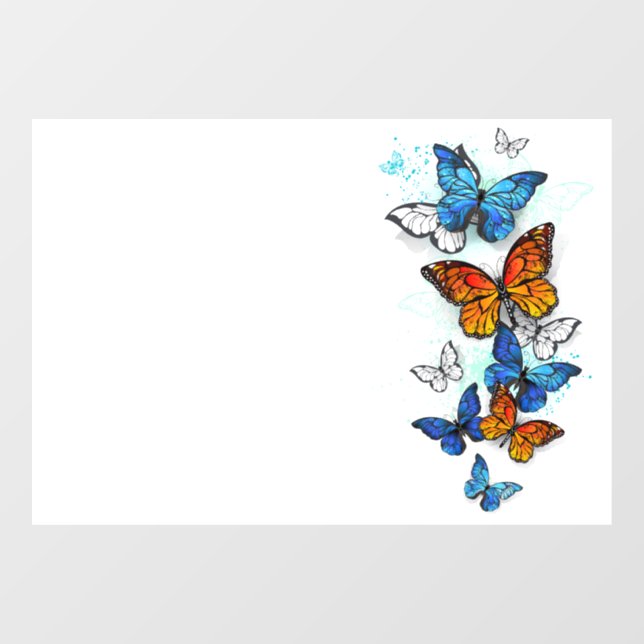 Flying Butterflies Morpho and Monarch Window Cling (Sheet)