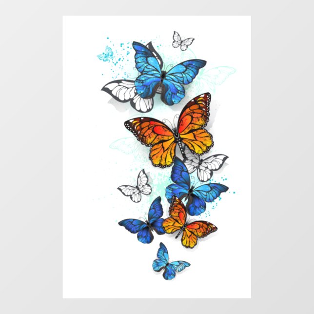 Flying Butterflies Morpho and Monarch Window Cling (Sheet)