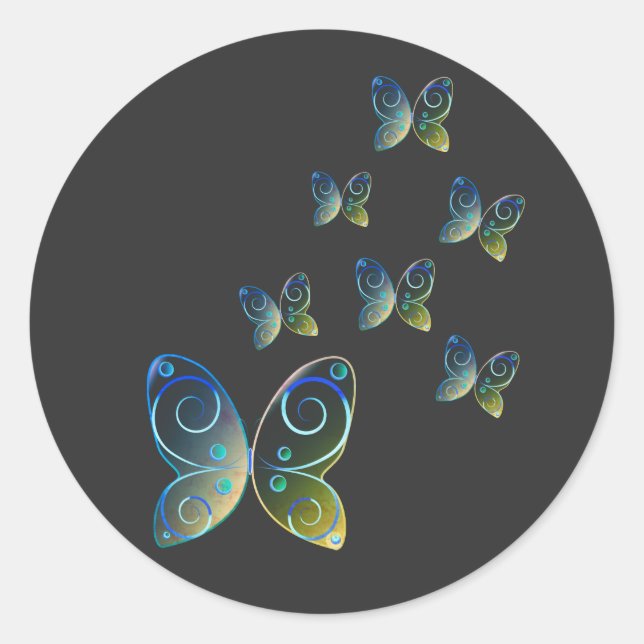flying butterflies nature hoodie classic round sticker (Front)