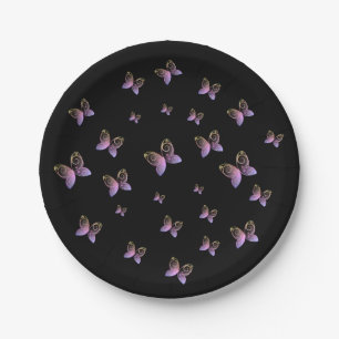 flying butterflies nature paper cups plate