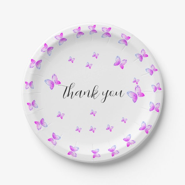 flying butterflies nature  paper plate (Front)