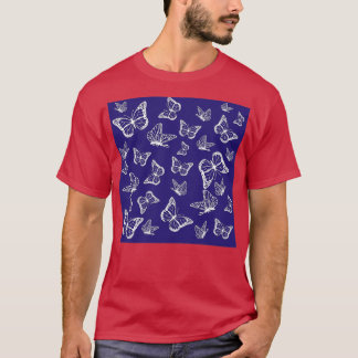 Flying Butterflies on Blue T-Shirt
