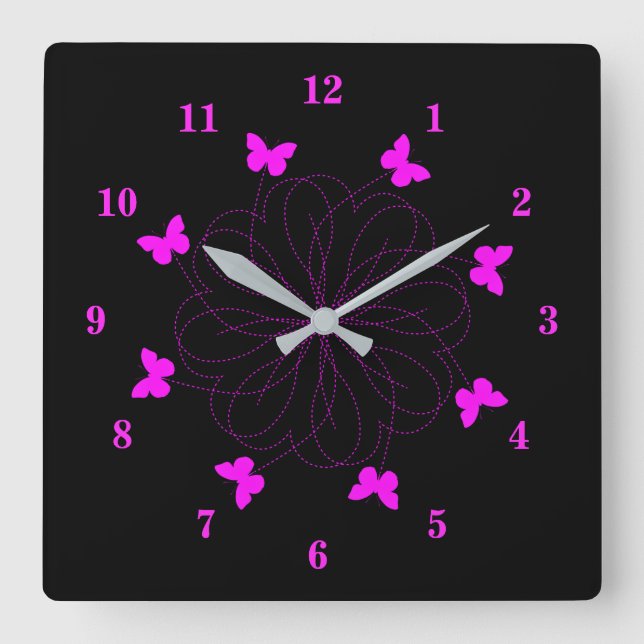 Flying Butterflies Wall Clock - Choose Colours (Front)