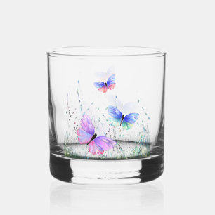 Flying Butterflies Whiskey Glass