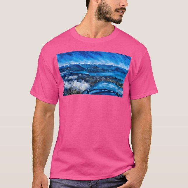 Flying By Olympic Mountains (Pastel) Long T-Shirt (Front)