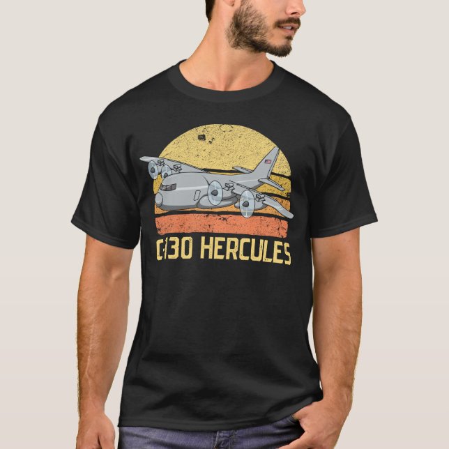 Flying C-130 Retro Military Airplane C130 Hercules T-Shirt (Front)
