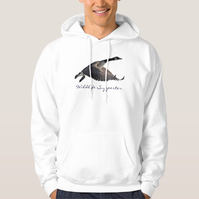 Flying Canada Goose Wildlife Supporter Hoodie (Front)