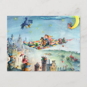 Flying Carpet Ride  - Children's Postcard