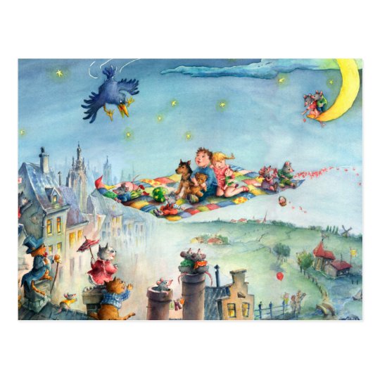 Flying Carpet Ride - Children's Postcard