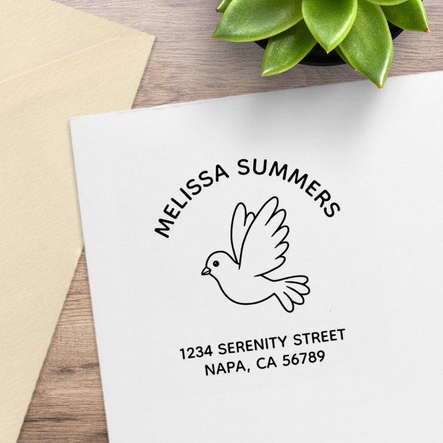 Flying Cartoon Dove Pigeon Bird Address Rubber Stamp (Creator Uploaded)