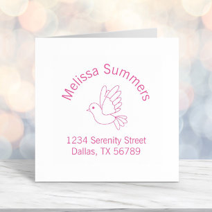 Flying Cartoon Dove Pigeon Bird Return Address Self-inking Stamp