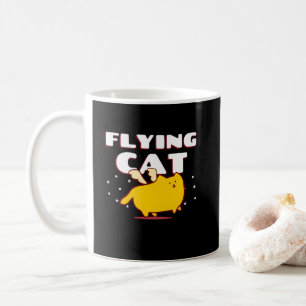 Flying Cat Cute Kawaii Winged Cat Coffee Mug