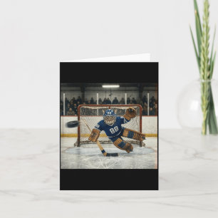 Flying Cat Goalie Funny Ice Hockey Kitty Blocking Card