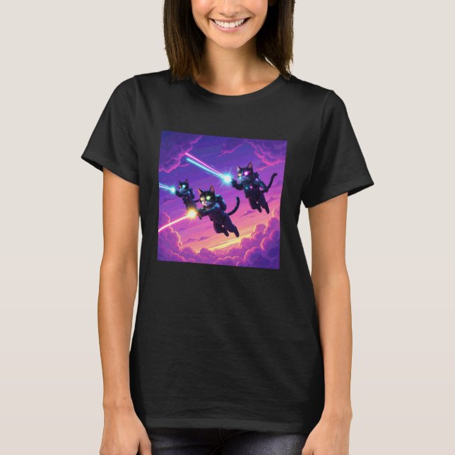Flying cats blasting laser T-Shirt (Front)