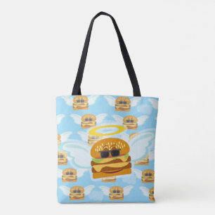 Flying Cheeseburger Fun Pattern Art Tote Bag