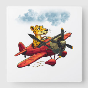 Flying cheetah square wall clock