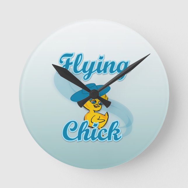 Flying Chick #3 Round Clock (Front)