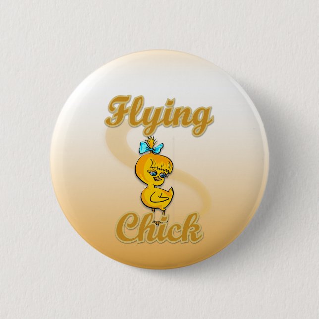 Flying Chick 6 Cm Round Badge (Front)