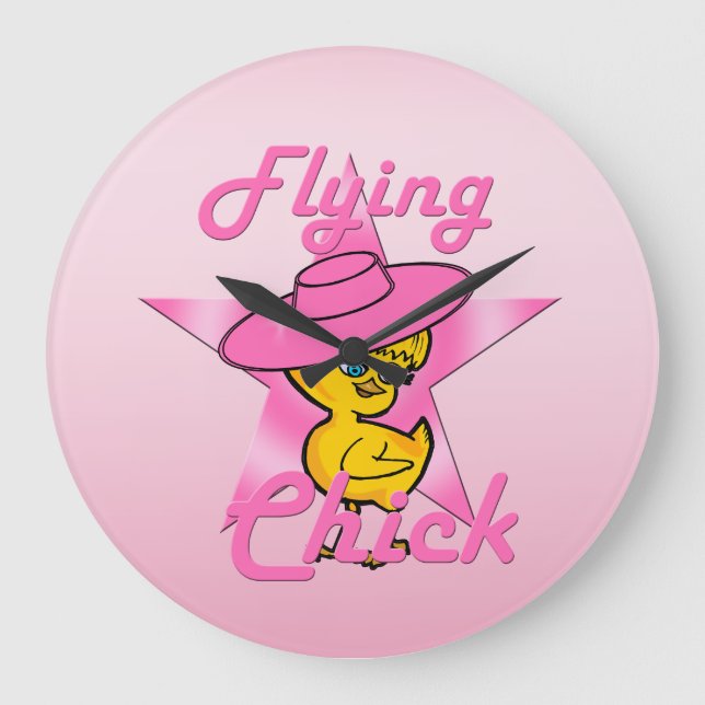 Flying Chick #8 Large Clock (Front)