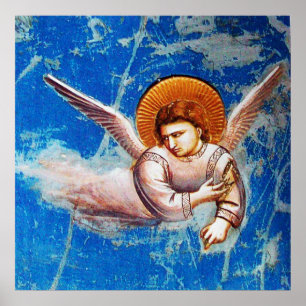 FLYING CHRISTMAS ANGEL IN BLUE SKY POSTER
