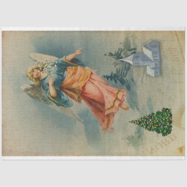 Flying Christmas Angel  Tissue Paper (Front)