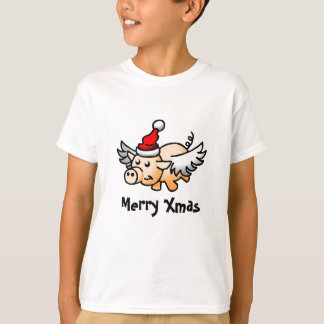 Flying Christmas Pig Boys T-shirt