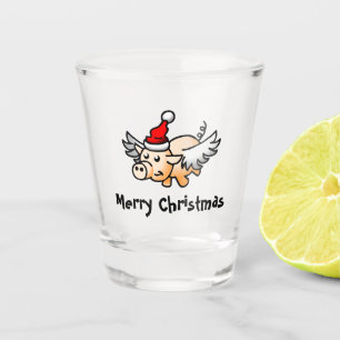 Flying Christmas Pig Shot Glass