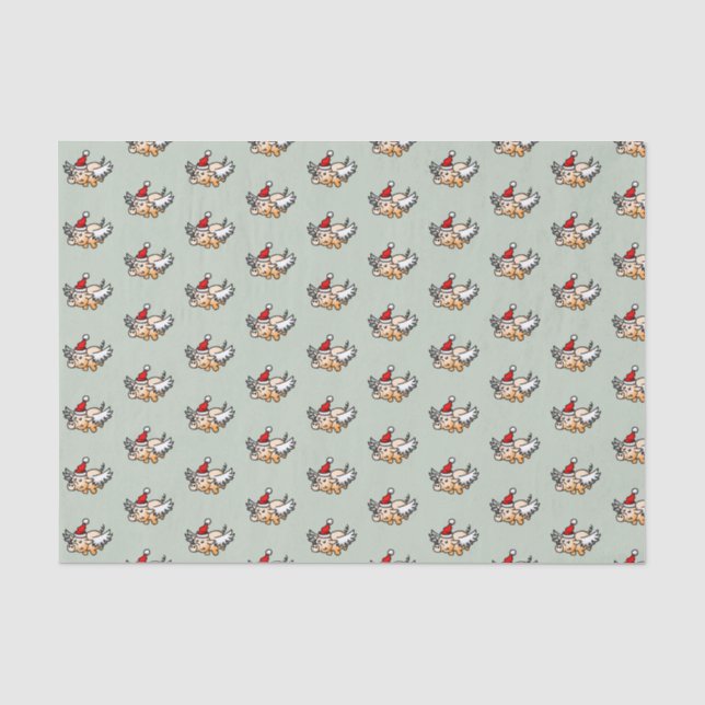 Flying Christmas Pig Tissue Paper (Front)