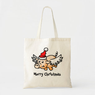 Flying Christmas Pig Tote Bag