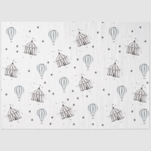 Flying Circus & Hot Air Balloon Watercolor Nursery Tissue Paper