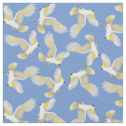 Flying Citron Crested Cockatoo Parrot Fabric
