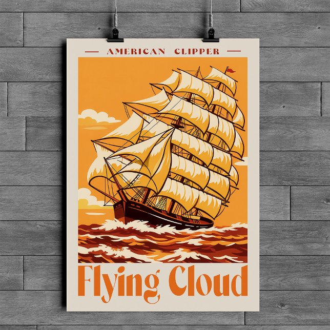 Flying Cloud American Clipper Ship Vintage Poster (Flying Cloud American Clipper Ship Vintage Poster. Poster)