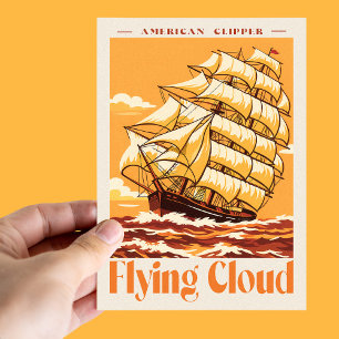 Flying Cloud American Clipper Ship Vintage Poster Postcard