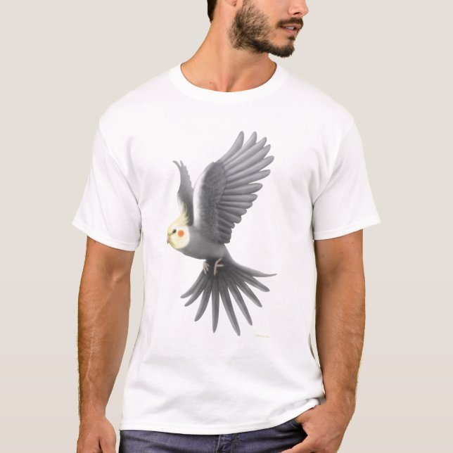 Flying Cockatiel Parrot T-Shirt (Front)