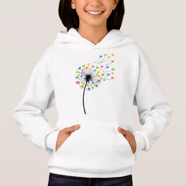 Flying colorful birds dandelion flow (Front)