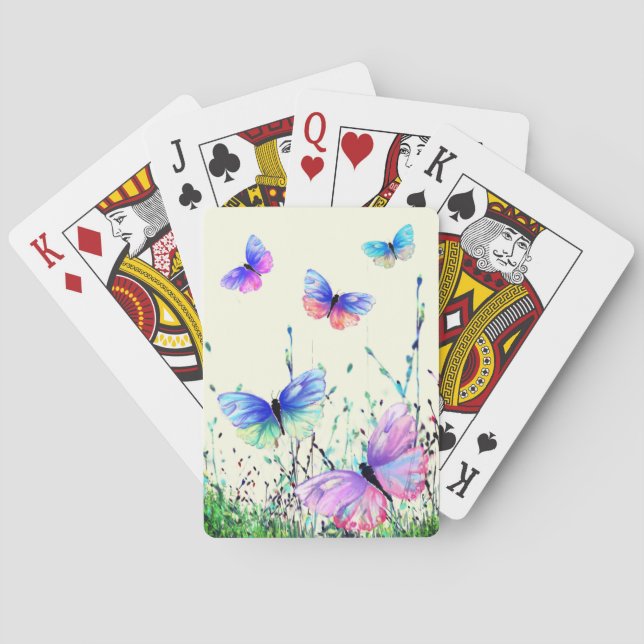 Flying Colorful Butterflies Playing Cards (Back)