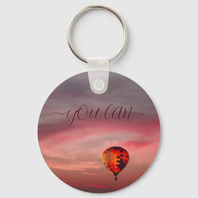 Flying coloured hot air balloon keychain (Front)