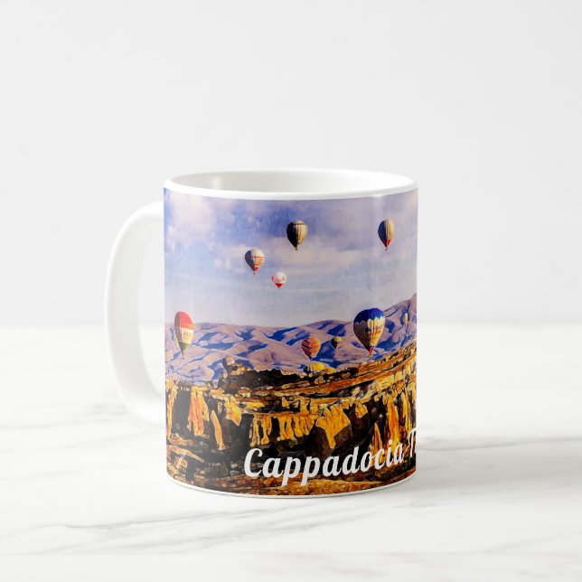Flying colourful air balloons.  Cappadocia, Turkey Coffee Mug (Front Left)