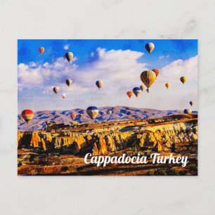 Flying colourful air balloons.  Cappadocia, Turkey Postcard