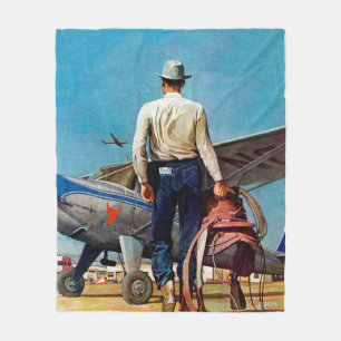Flying Cowboy by Mead Schaeffer Fleece Blanket